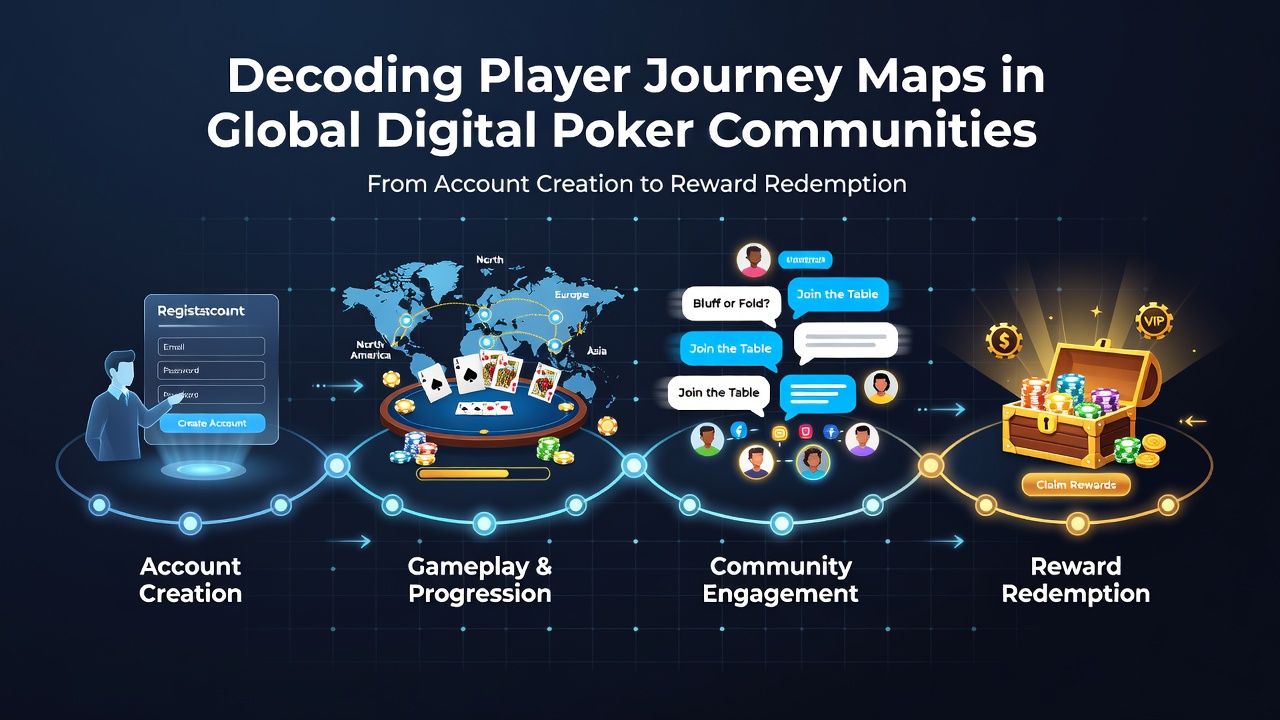 Global digital poker communities showing diverse player interfaces during account setup and early engagement phases