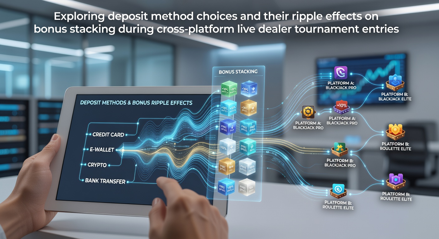 Illustration of deposit options influencing bonus accumulation across poker platforms and live dealer tournaments