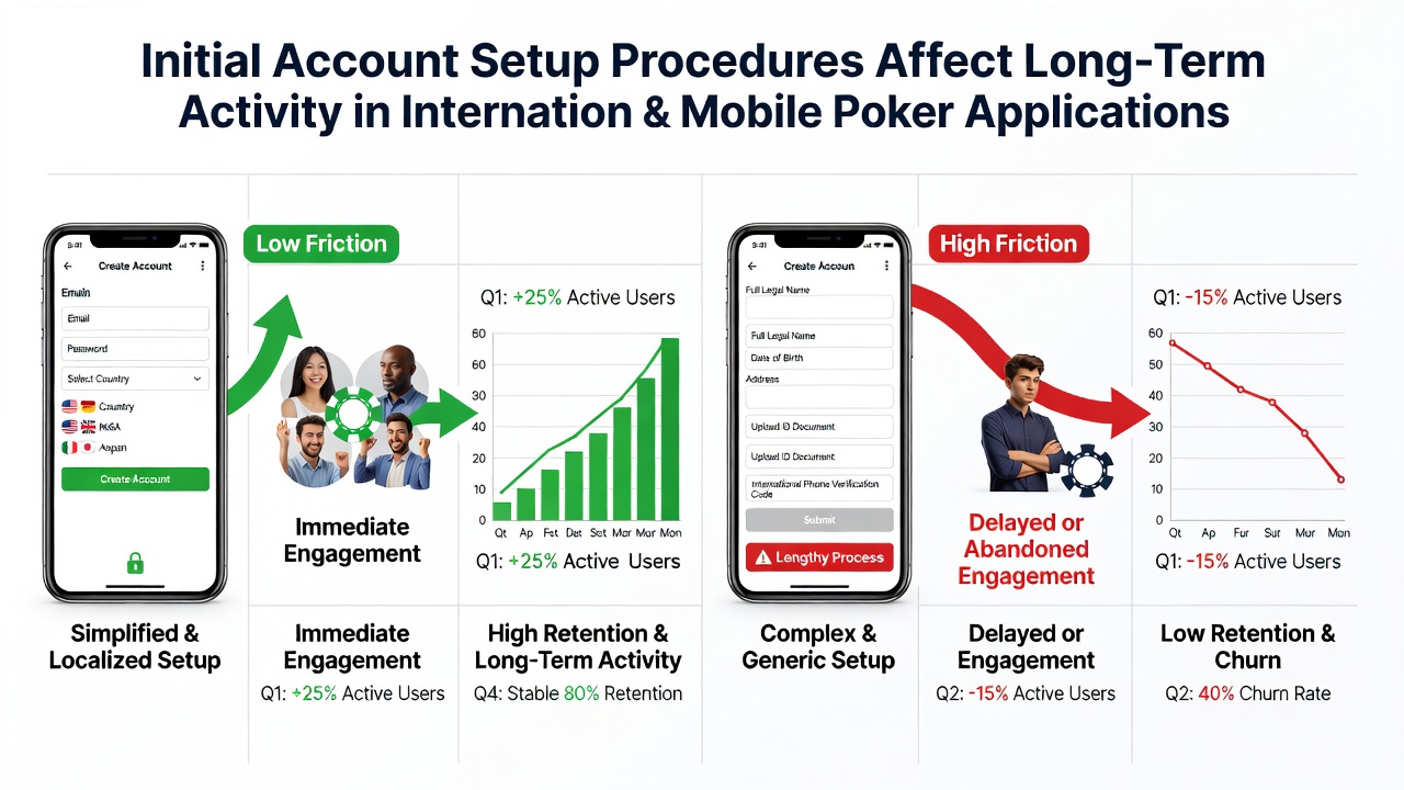 International users engaging with mobile poker deposit screens across different device types and regions
