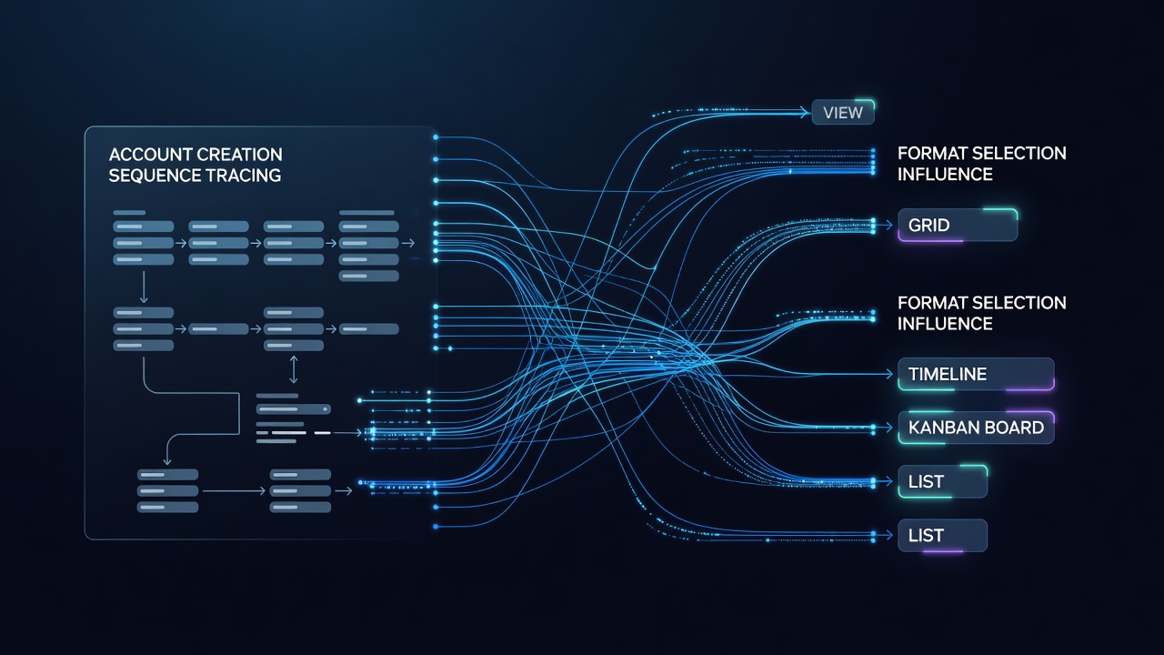 Diagram showing account creation flow across multiple digital poker platforms and format options